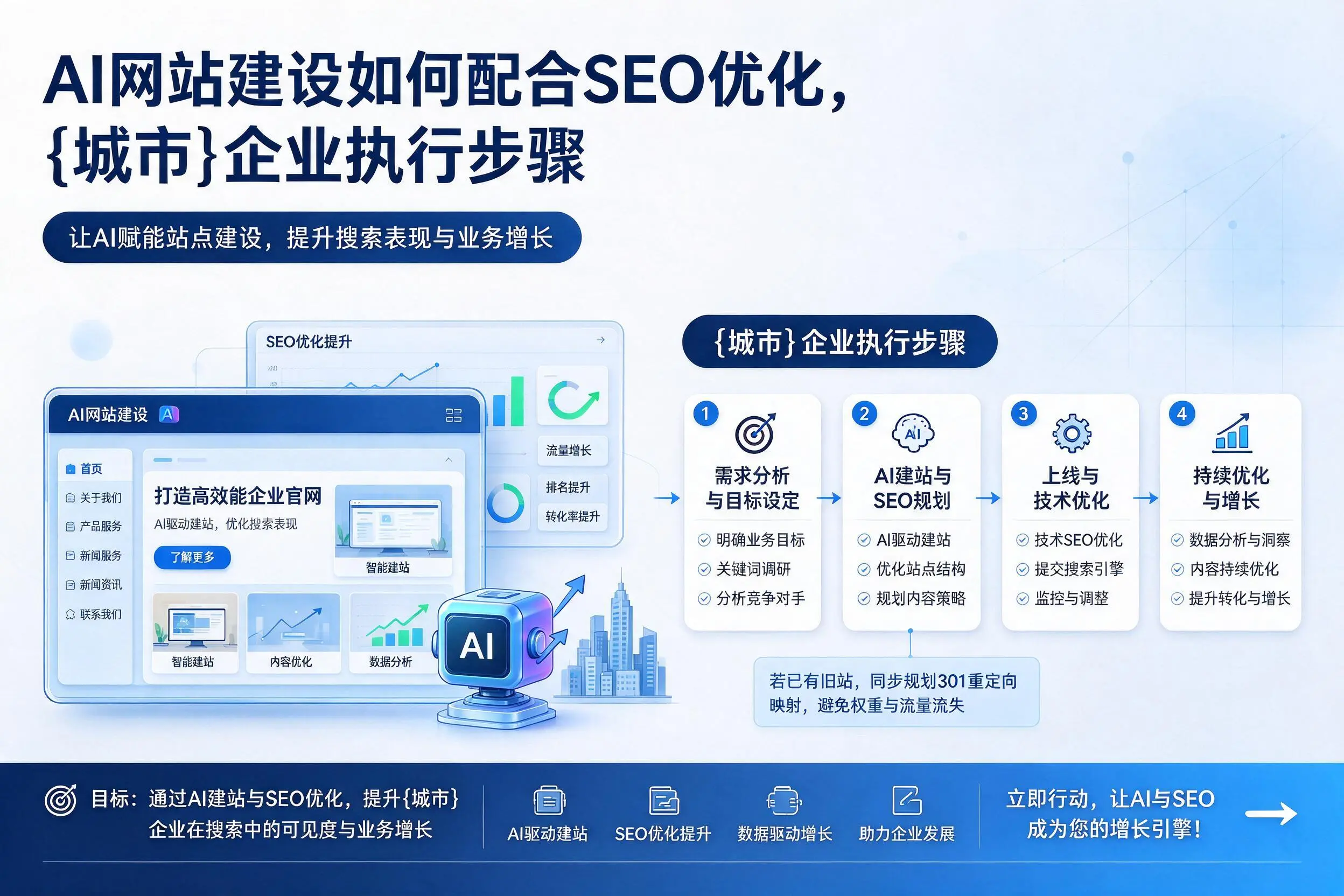AI网站建设如何配合SEO优化,南通企业执行步骤